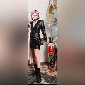 Patrizia Pepe leather dress size 42 black